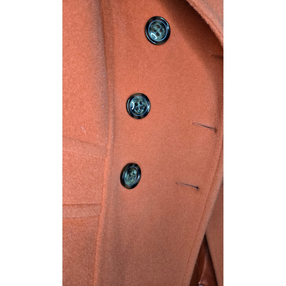St. John's Bay Women's Medium Orange Wool Cashmere Peacoat Double Breasted - Picture 4 of 7